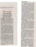 Unser Projekt Stromspar-Check startet in Cadolzburg - Artikel in den Fürther Nachrichten vom 06.08.2020