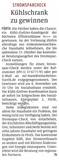 Unser Stromspar-Check verlost einen Kühlschrank - Artikel in den Fürther Nachrichten vom 09.09.2019